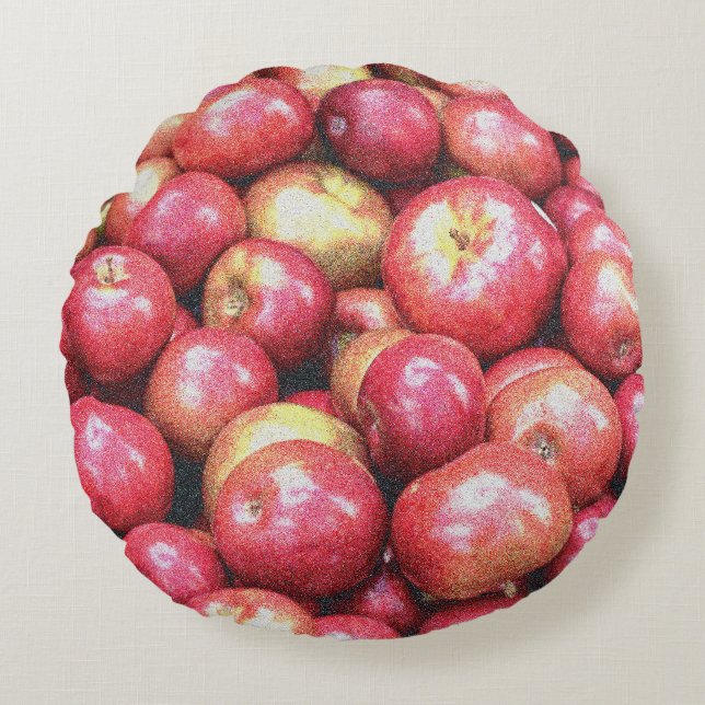 Coussins Ronds "Stack of Red Apples Fruit" Photo mignonne. Comman (Devant)