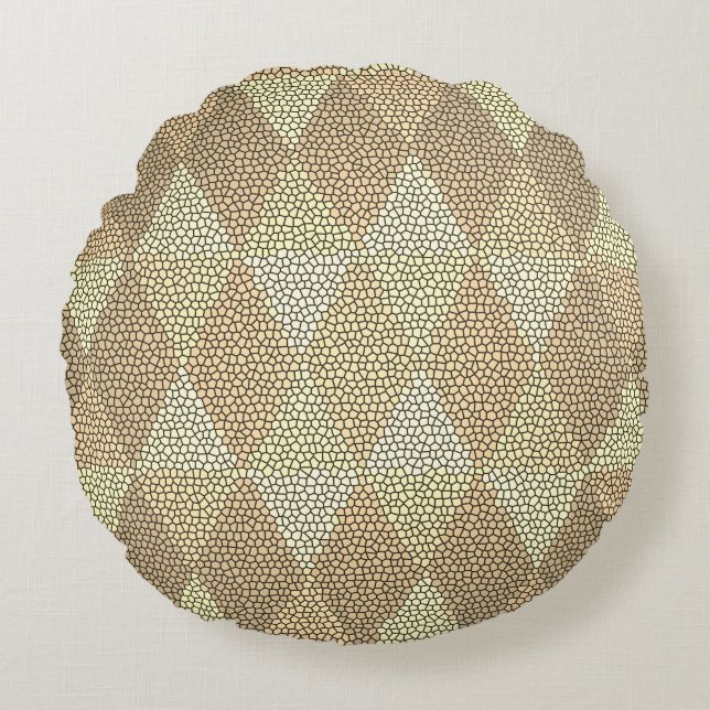 Coussins Ronds Stained Glass Gold Diamond Pattern (Devant)