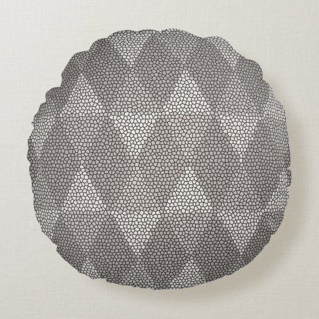 Coussins Ronds Stained Glass Silver Diamond Pattern (Devant)