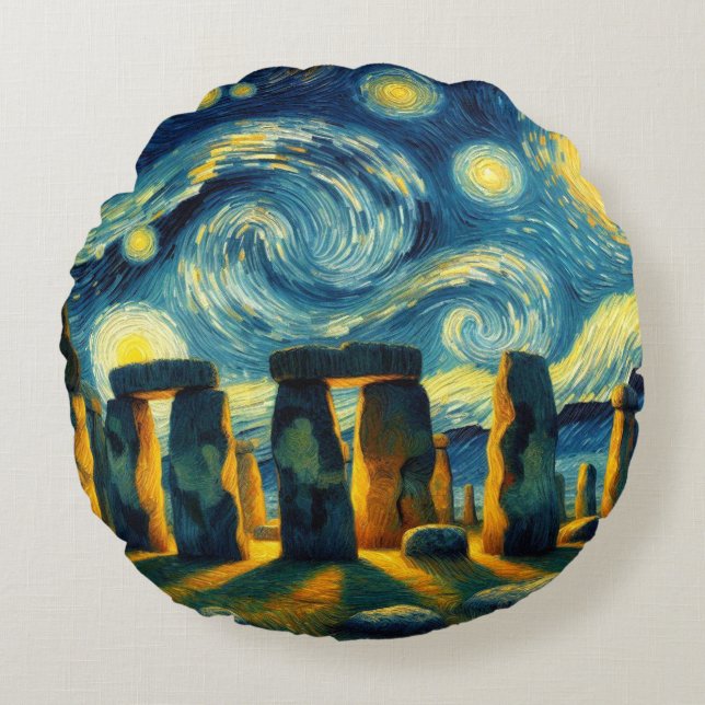 Coussins Ronds Starry Night Stonehenge (Devant)