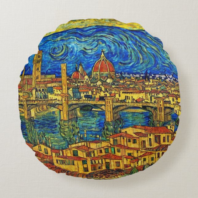 Coussins Ronds Starry Starry Nuit Florence Italie Jeter Oreiller (Devant)