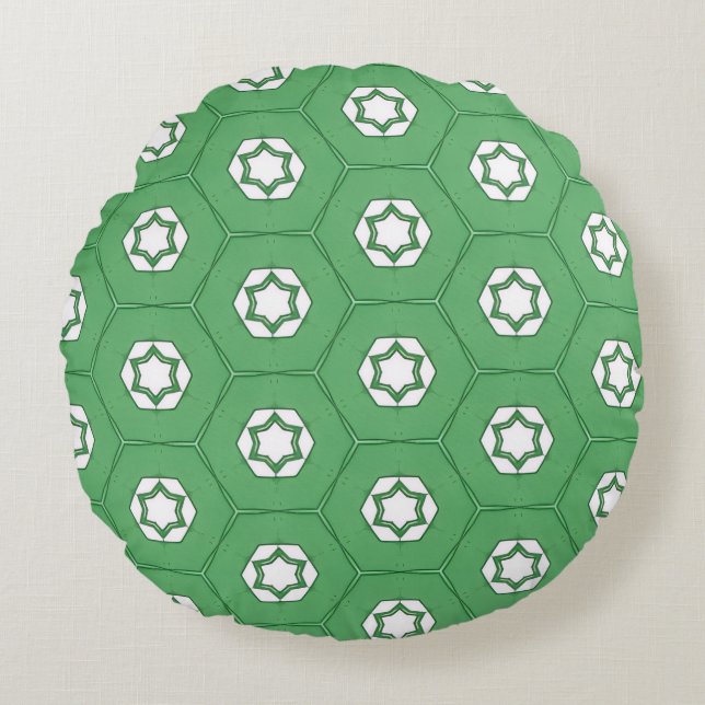 Coussins Ronds Stars in a honeycomb mint green circular pillow (Devant)