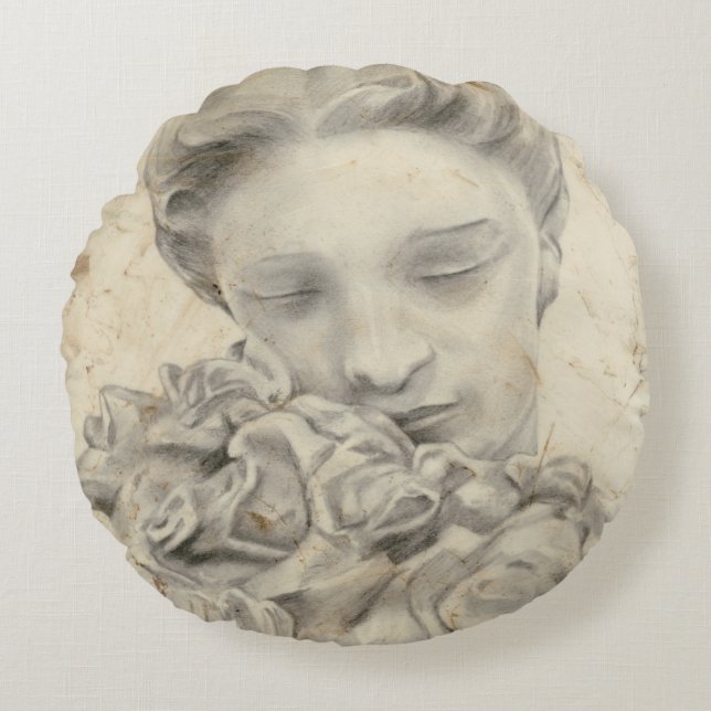 Coussins Ronds Statue dans le Jardin I (Devant)