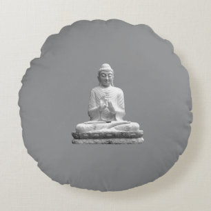 Coussins Ronds Statue du Bouddha blanc