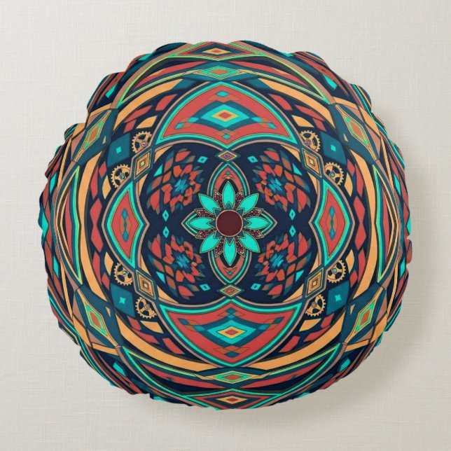 Coussins Ronds Steampunk tribal (Devant)