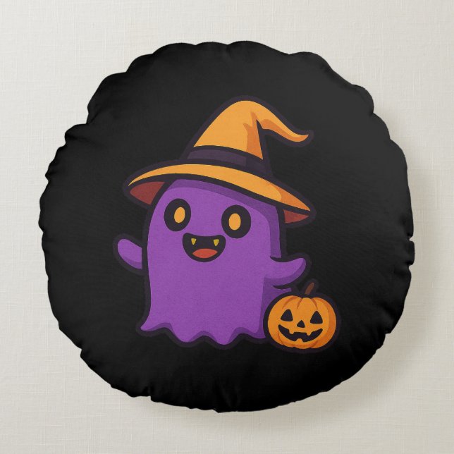 Coussins Ronds Sticker Halloween Ghost (Devant)
