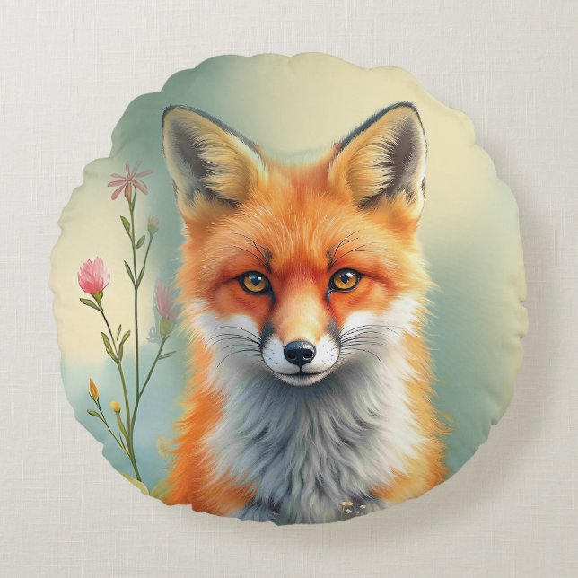 Coussins Ronds Striking Eyes of a Cunning Red Fox   (Devant)