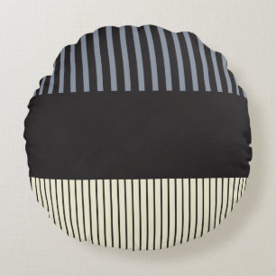 Coussins Ronds Stripes couleur - Noir, Gris et Crème