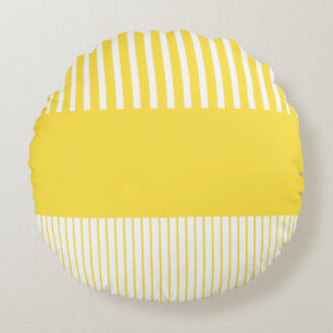 Coussins Ronds Stripes de pop couleur - Citron jaune et blanc