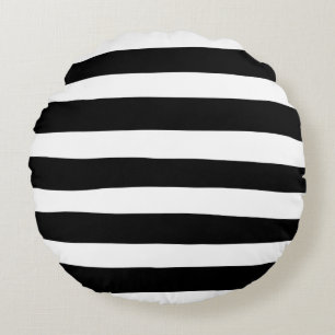 Coussins Ronds Stripes inégales - Noir et blanc