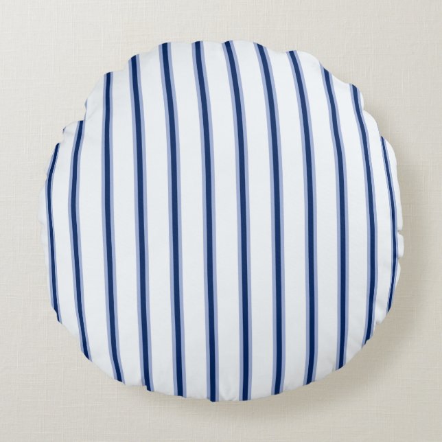 Coussins Ronds Stripes Modern Indigo Minimalist Elegance (Devant)