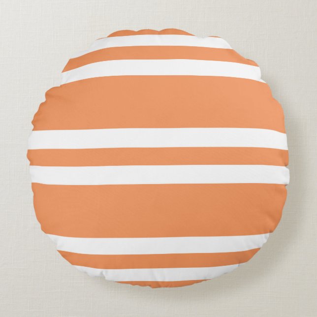 Coussins Ronds Stripes orange et blanc (Devant)