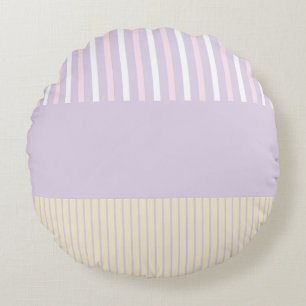 Coussins Ronds Stripes Pop Couleur - Rose Pastel, Jaune & Violet