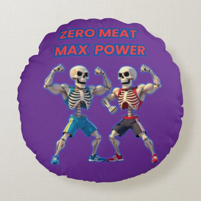 Coussins Ronds Strong to the Bone – Funny Skeleton Muscle Design (Devant)