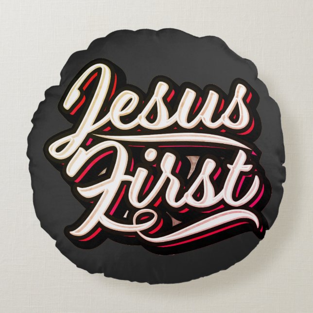 Coussins Ronds Style de Jésus dans les années 70 (Devant)