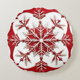 Coussins Ronds ❄️ Style de maison hivernal cosy flocon de neige r