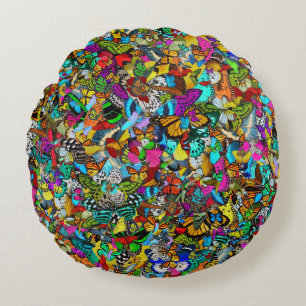 Coussins Ronds Style de motif mosaïque coloré vibrant