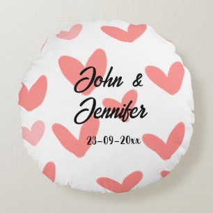 Coussins Ronds style de texte minimal simple blanc mariage cœur r