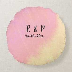 Coussins Ronds style de texte minimal simple blanc mariage rose j