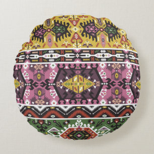 Coussins Ronds Style tribal coloré, motif sans couture.