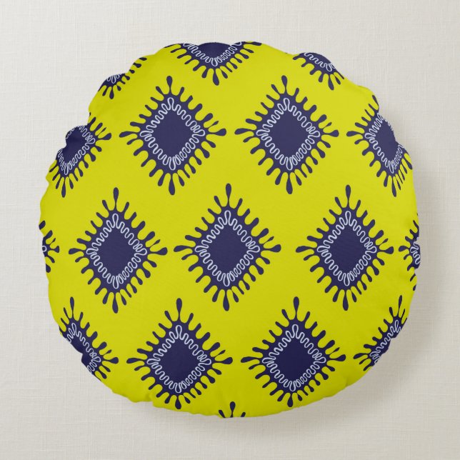 Coussins Ronds Stylish modern ikat tribal seamless pattern (Devant)