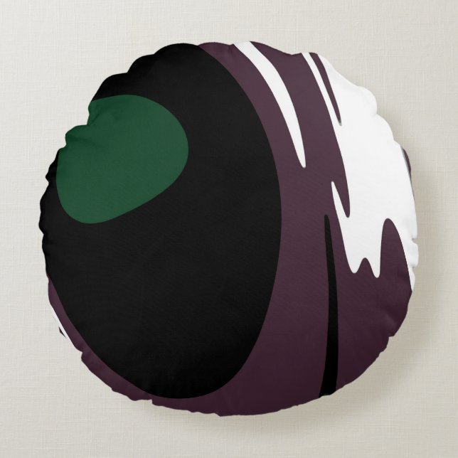Coussins Ronds Submersion : Noir Abstrait, Blanc, Violet & Vert (Devant)