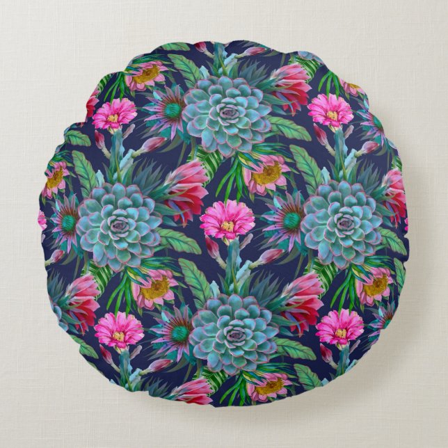Coussins Ronds Succulent jardin tropical (Devant)