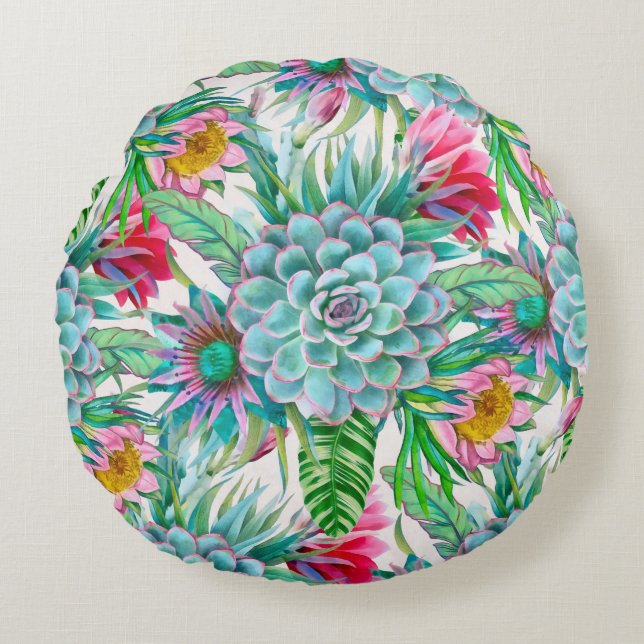 Coussins Ronds Succulent jardin tropical (Devant)