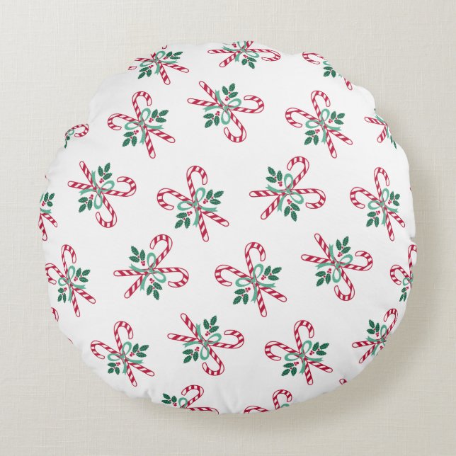Coussins Ronds sucres de canne de Noël rétro (Devant)