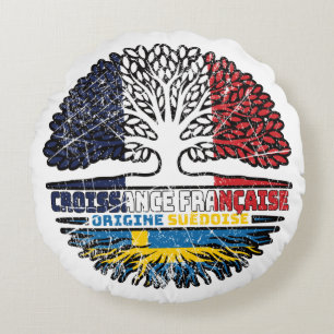 Coussins Ronds Suède Français France drapeau des racines d'arbre