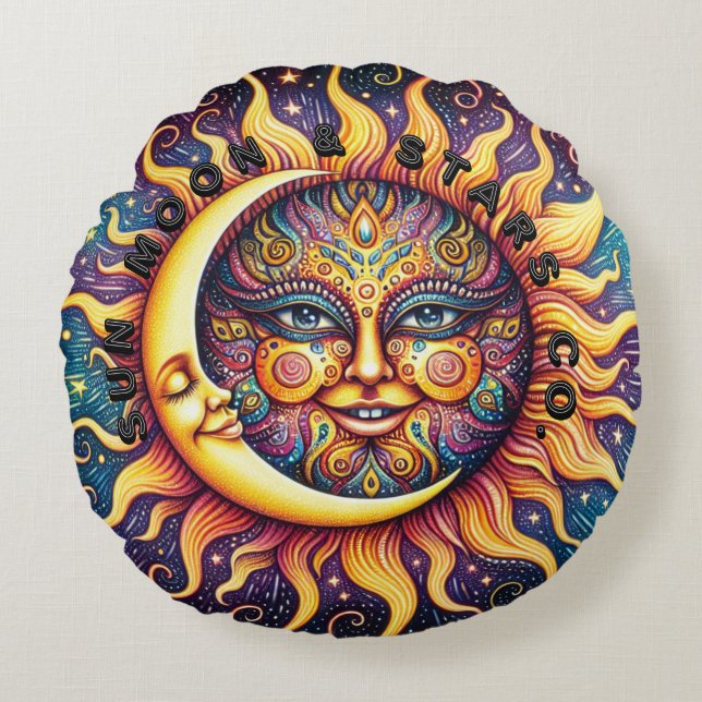 Coussins Ronds Sun, Moon & Stars Co. (Devant)