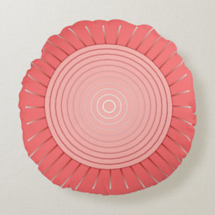 Coussins Ronds Sunburst géométrique moderne - Coral profond rose
