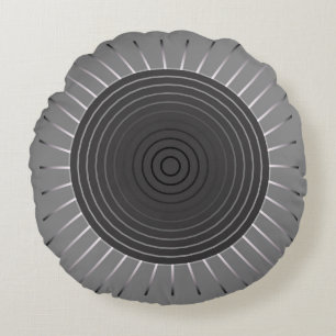 Coussins Ronds Sunburst géométrique moderne - Hématite foncé gris