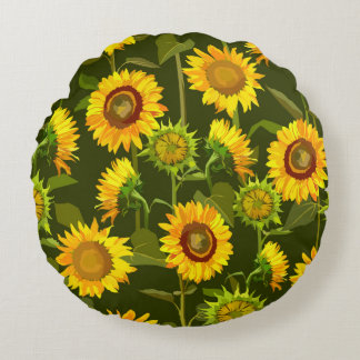 Coussins Ronds Sunflowers motif continu été