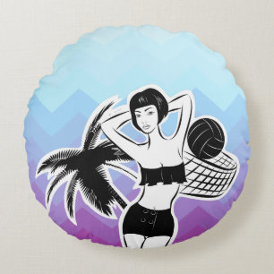 Coussins Ronds Sunset Resort Chevron Print