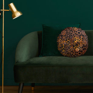 Coussins Ronds Super Coloré Rouillé Gears Steampunk