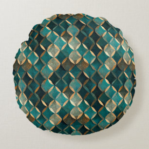 Coussins Ronds Super Luxe Turquoise & Or