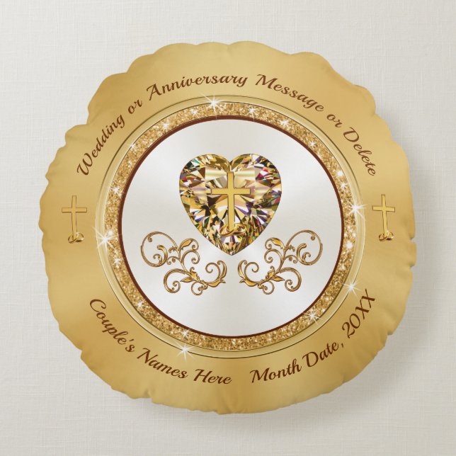 Coussins Ronds Superbe cadeau personnalisé, Mariage chrétien (Devant)