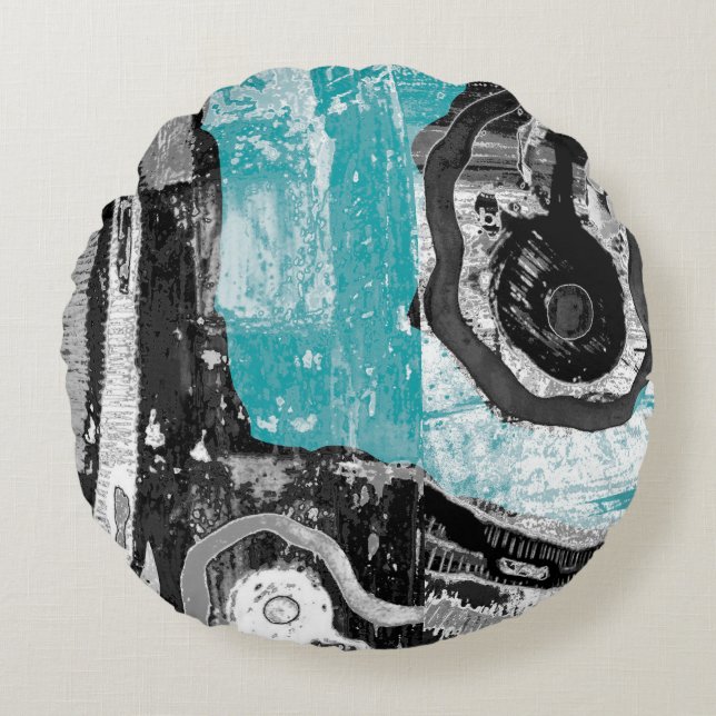 Coussins Ronds Surface Current – Abstract Flow & Structure Round  (Devant)