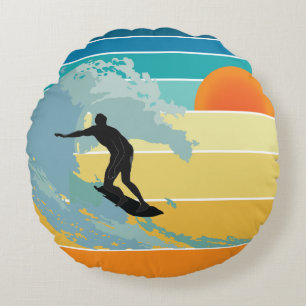 Coussins Ronds Surfer Dude Sunset Vintage