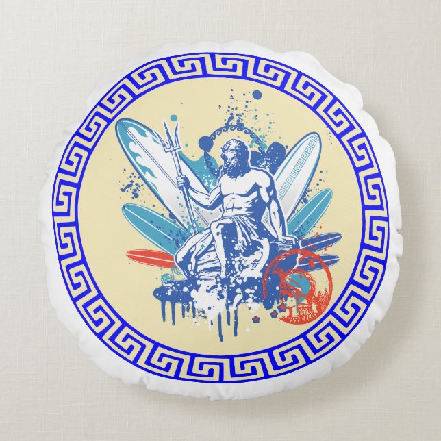 Coussins Ronds Surfer Poseidon (Devant)