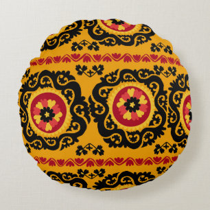 Coussins Ronds Suzanne de tapis asiatique : Broderie traditionnel