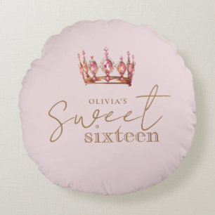 Coussins Ronds Sweet 16 Blush rose et or Anniversaire