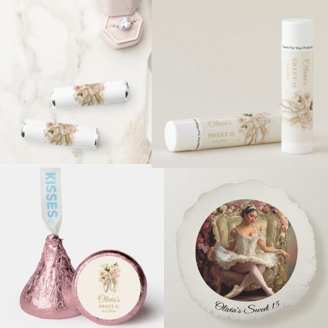 Coussins Ronds Sweet Rosé Ballet Soirée, sur mesure (Créateur téléchargé)