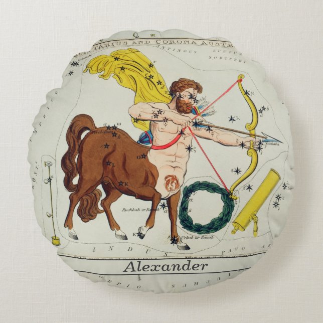 Coussins Ronds Symbole astrologique carte Sagittarius (Devant)