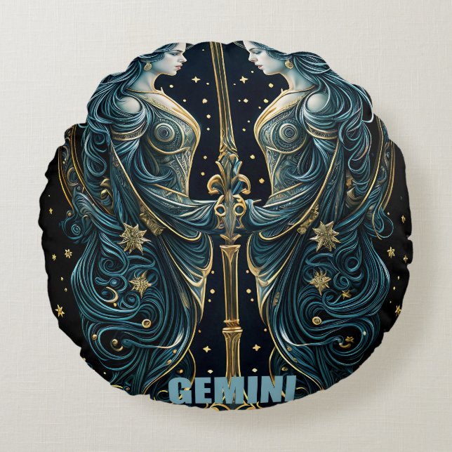 Coussins Ronds Symbole astrologique de Gemini (Devant)