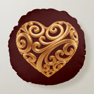 Coussins Ronds Symbole Bourguignon Cœur Doré de l'Amour