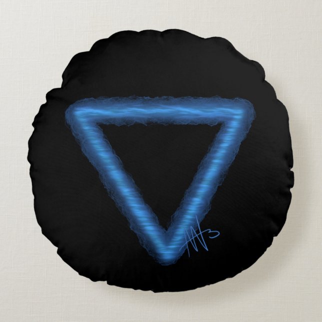 Coussins Ronds Symbole d'alchimie des éléments d'eau ondulée (Devant)