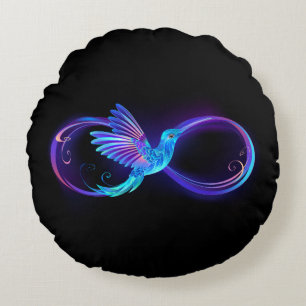 Coussins Ronds Symbole de Neon Infinity par Glowing Hummingbird