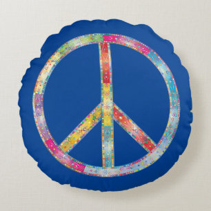Coussins Ronds SYMBOLE DE PAIX Coloré
